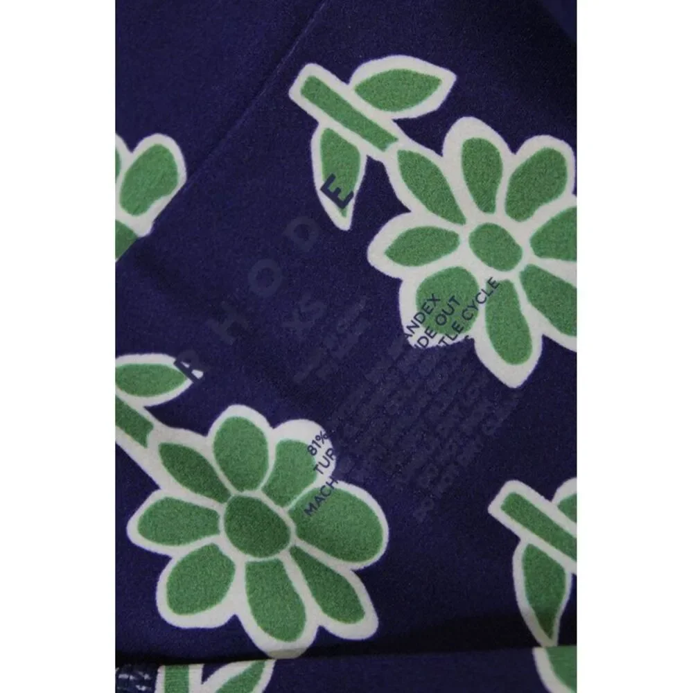 Rhode Womens Stretch Floral Print Mid-Rise Activewear Bike Shorts Blue Size XS